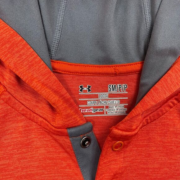 Under Armour Pullover Loose Heat Gear Running 1/4 Button Hooded Mens Size Small - Picture 3 of 6